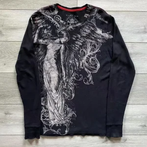 Y2K Affliction Long sleeved T shirt Fashion Round Neck Oversized T shirt New Mens Womens Casual Gothic Clothing Tops Streetwear